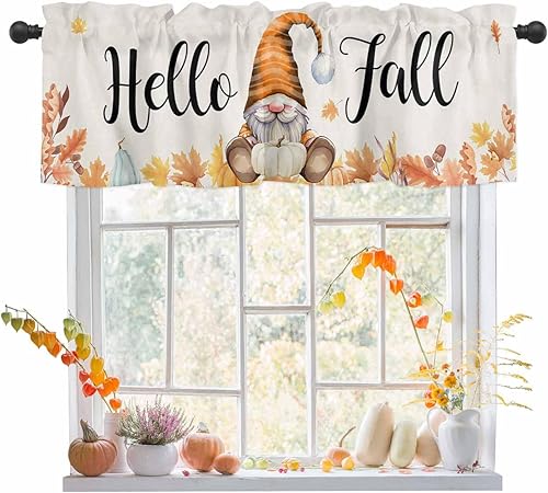 Miniatura 8 de Cenefa de Navidad para ventanas, cenefas de gnomo, cenefas de invierno con bolsillo para barra, tratamientos de ventana, diseño de copo de nieve