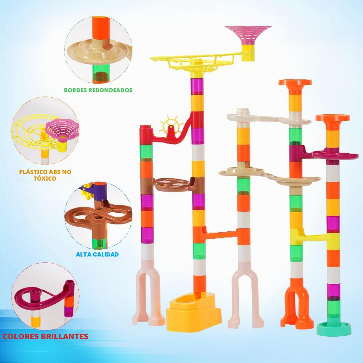 Juego de Carril de canicas para niños - Actualización: 166 Piezas. Carril de canicas Multicolor