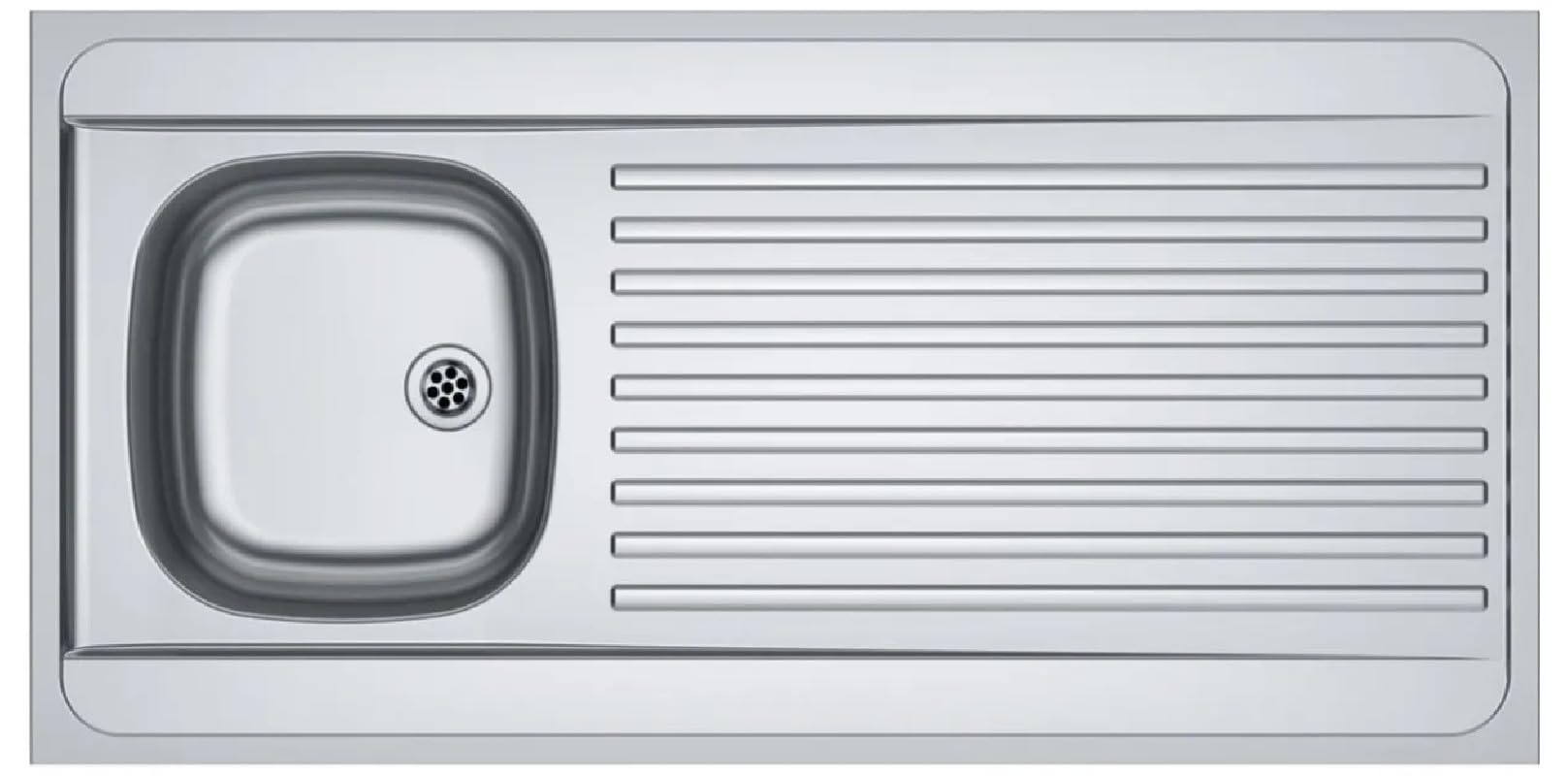 EVIER INOX MONOBLOC A POSER 120-60 1 CUVE - 1 EGOUTTOIR 18 AVEC CADRE