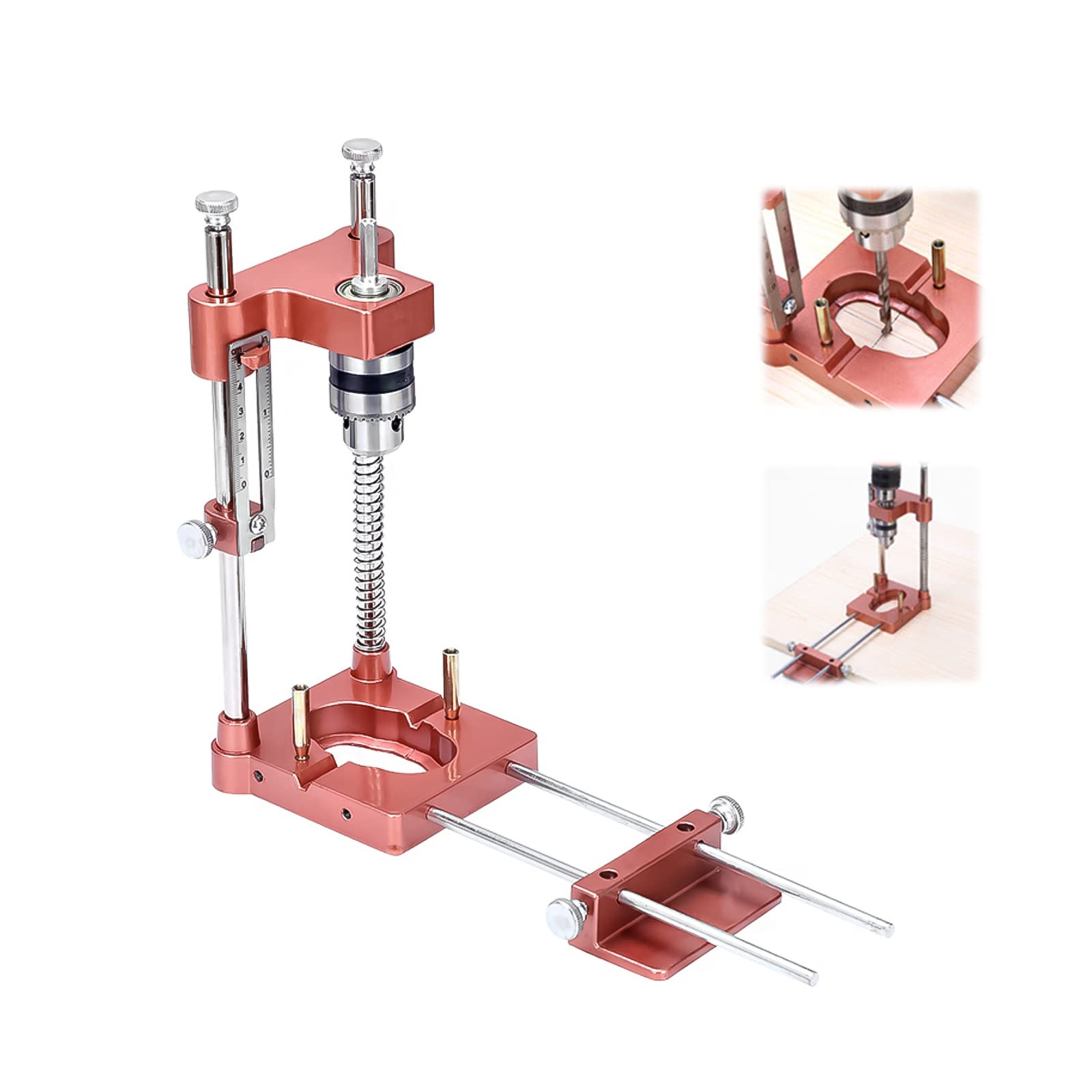 Soporte de taladro con portabrocas, guía de plantilla de perforación ajustable, herramienta de carpintería de precisión portátil, guía de taladro, herramientas de guía vertical, juego de herramientas