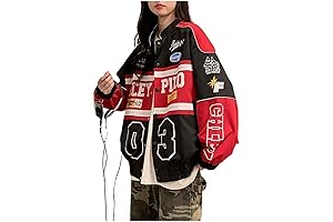 Varsity Jacket For Women Patchwork Racing Bomber Letterman Jackets