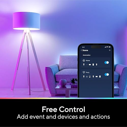 Miniatura 7 de U-tec Bombillas inteligentes, 1100 lúmenes, 90+CRI WiFi Mesh y Bluetooth A19 que cambia de color, 16 millones de bombillas RGB de colores DIY