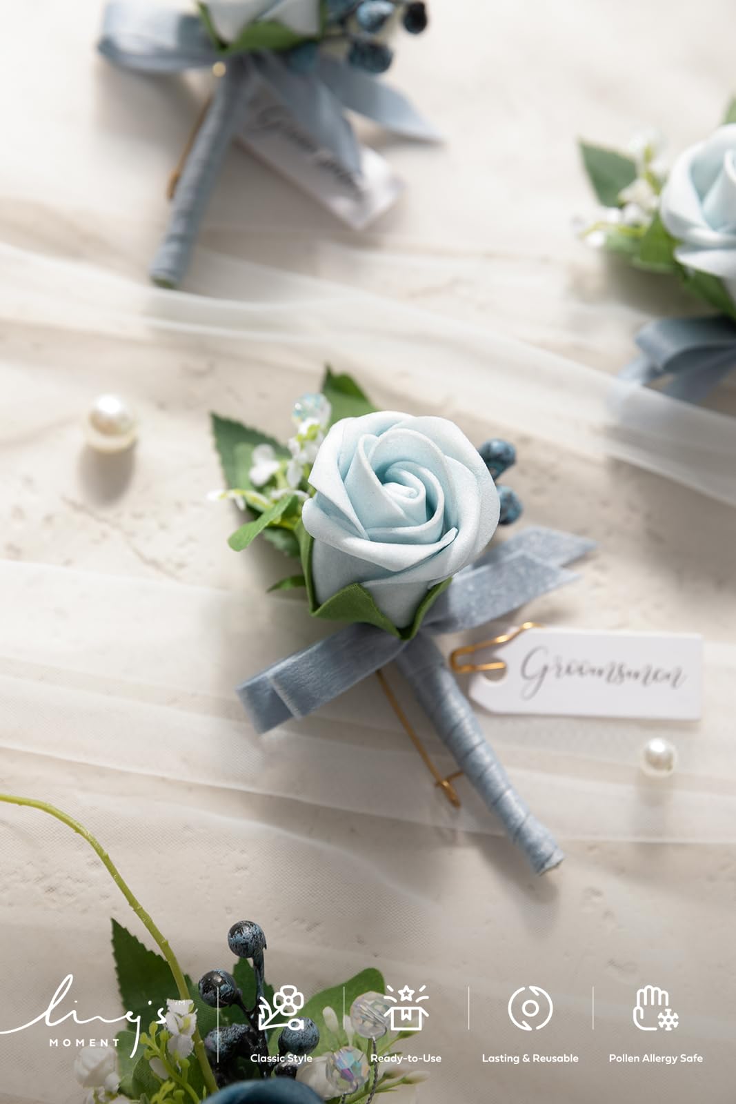 Amazon.com: Ling's Moment Boutonniere for Men, 6pcs Groom