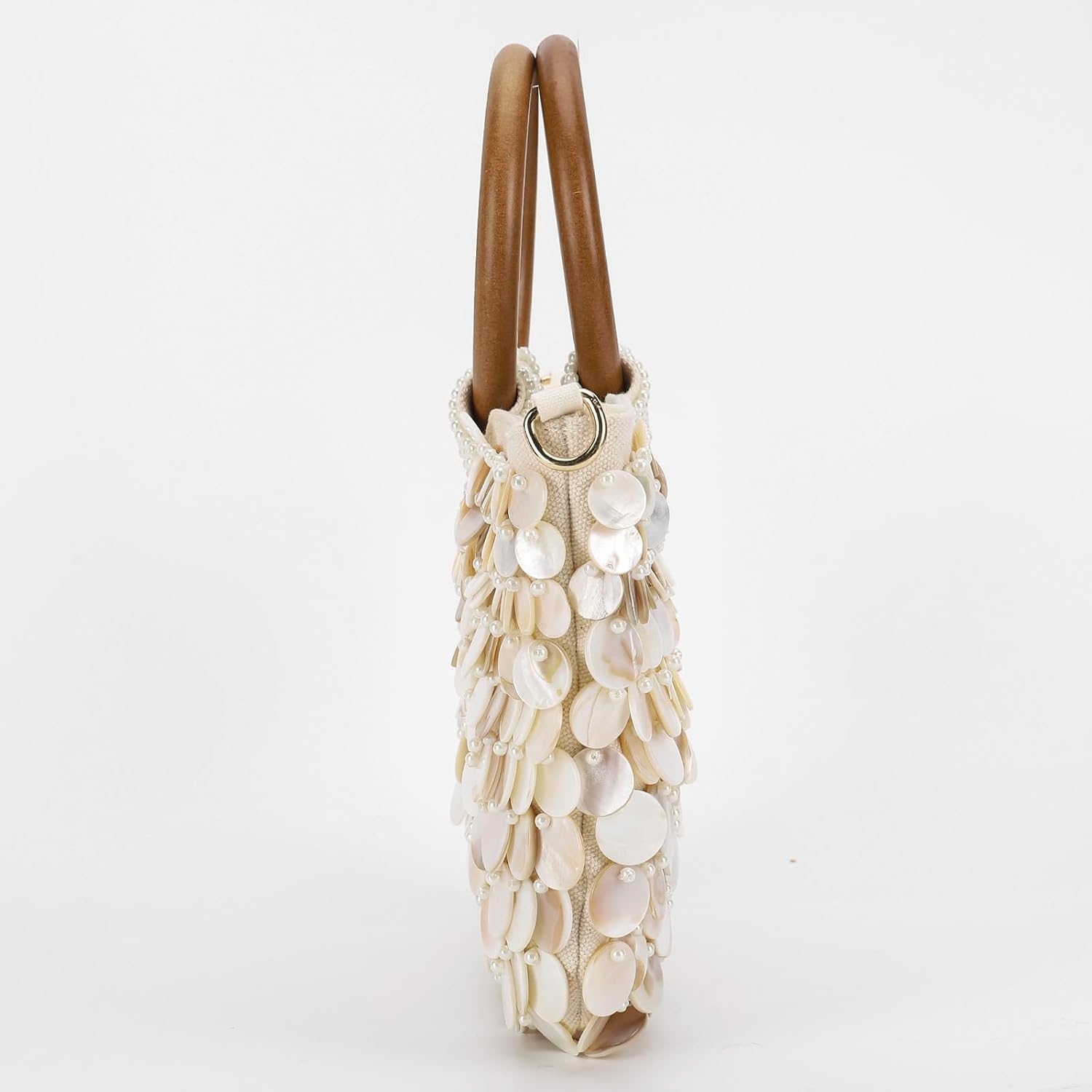 Sac à Main Femme En Perles De Bois Et Raphia Fait Main - Couleur Orangée - Occasion Très Bon état