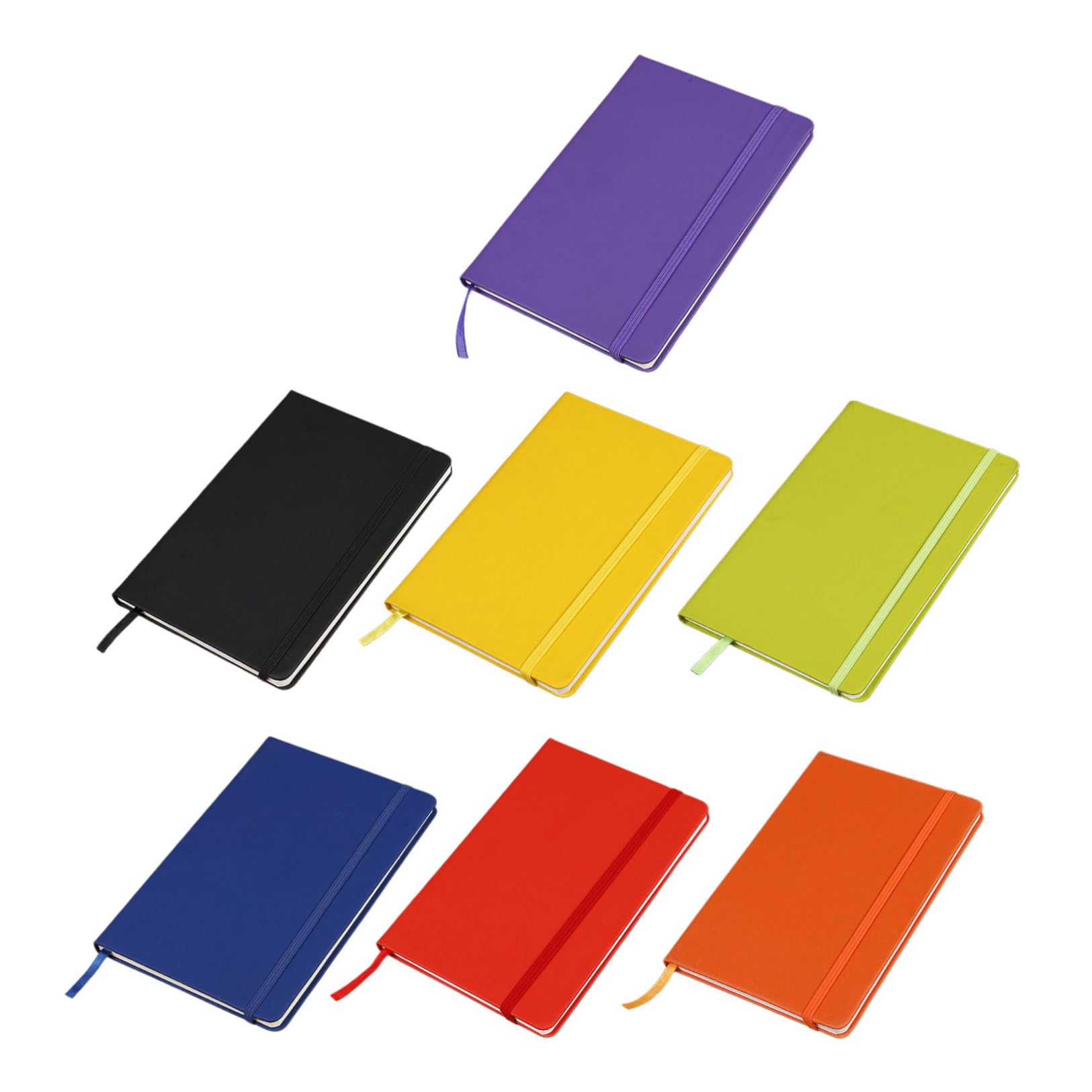 Set 7 Quaderni A6 con Copertina Pu e Pagine Rigate, Taccuini Portatili con Cinturino Elastico per Studenti e Viaggi, Carta che Previene Sbavature
