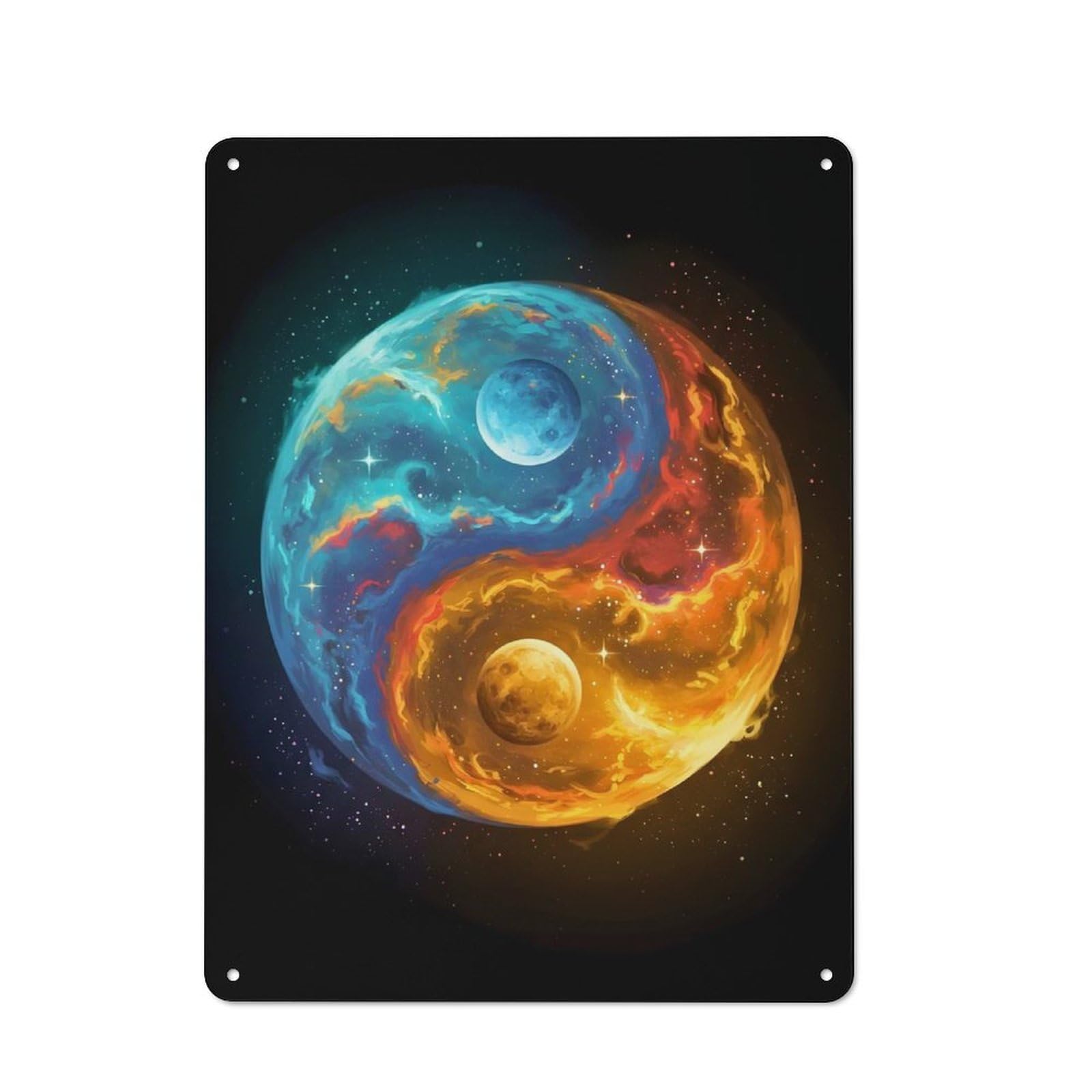 Junmoney Yin Yang Space Rustic Metal Wall Sign 40X30cm For Café Or Restaurant, Gift Idea At Christmas For Café Owners And Decorators