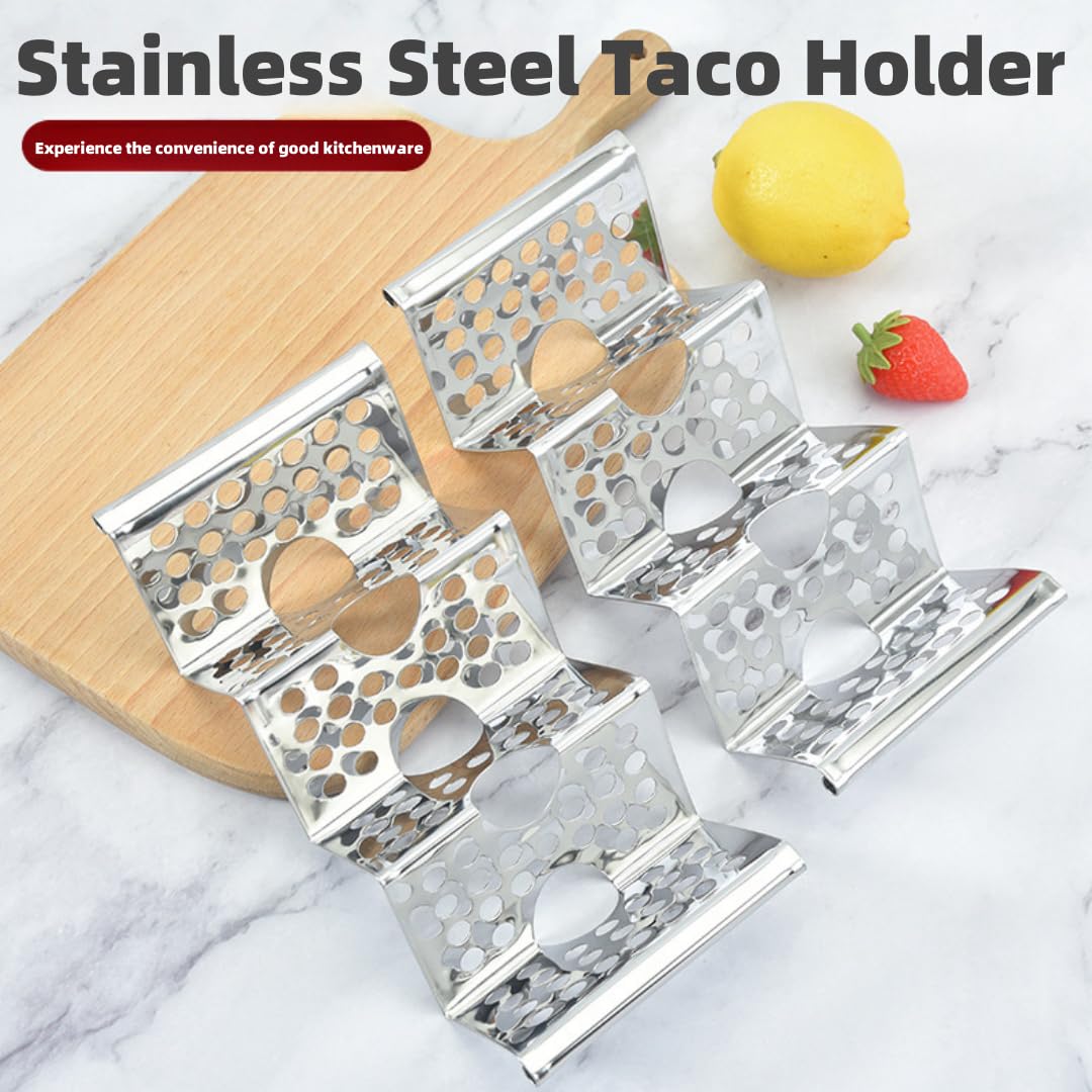 Taco Holders Set of 3,Mexican Tortilla Press & Holder Set - Each Can Hold 3 Tortillas,Stainless Steel Burrito Maker with Comfort Grip, Oven Safe for Baking, Dishwasher and Grill Safe