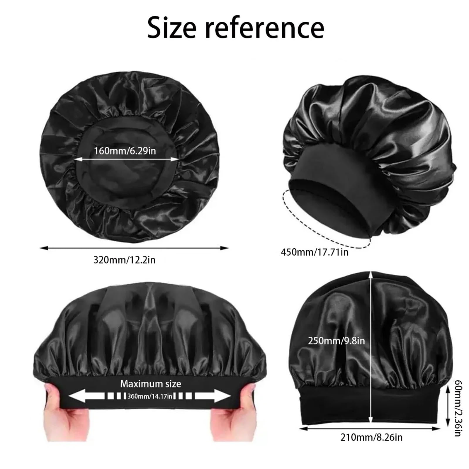 Cofano In Seta Cappello da notte in raso solido a tesa larga donna, avvolgente for la testa, con fascia elastica, for cura dei capelli, cappello(Dark coffee)