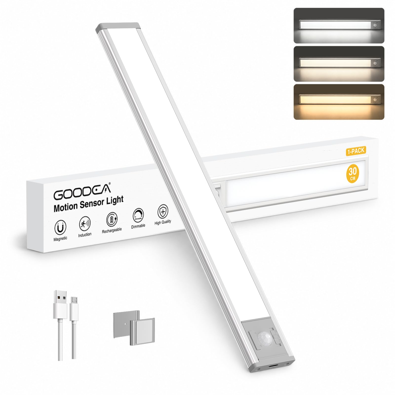 GOODEA 150LM 30cm Under Cabinet Kitchen Lights Motion Sensor, 3CCT, Thinner