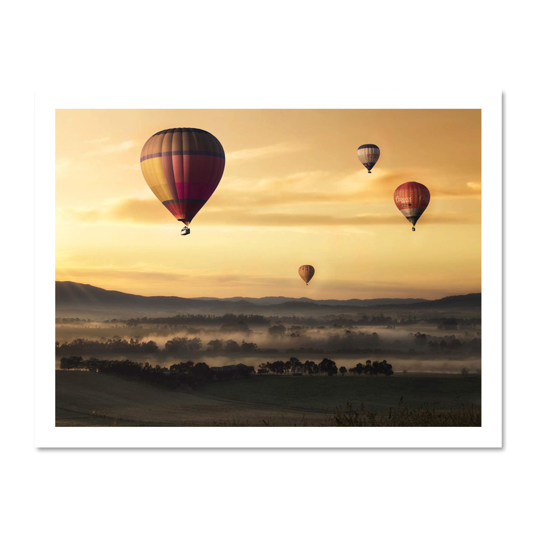 Hot Air Balloons Misty Morning Large Framed Art Print Poster Wall Decor 18x24 inch