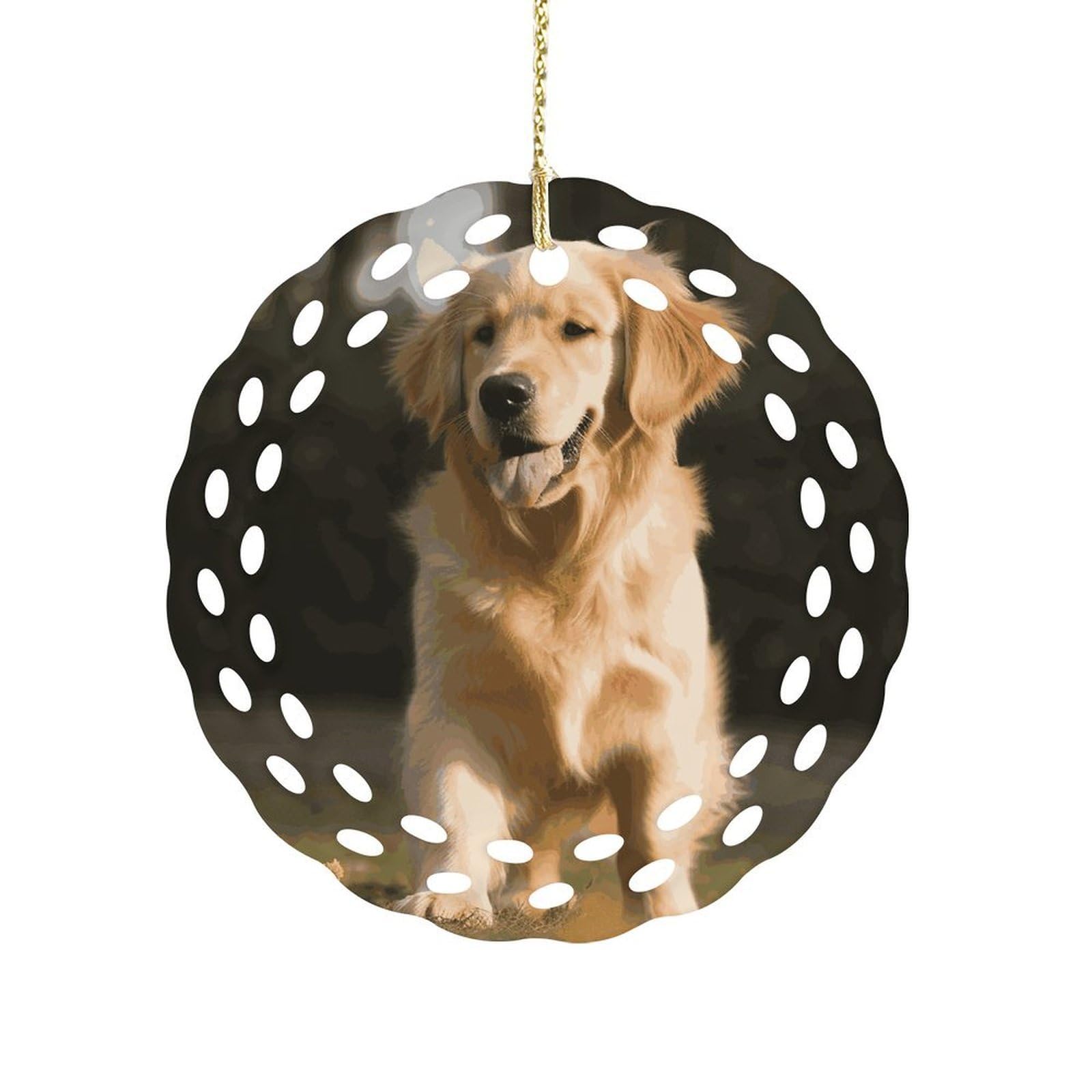 Fekiloot Women's Style Golden Retriever Dog Ceramic Ornaments 3 Inch Round,Holiday Keepsake For ,Girls,Pet Owners,Hanging Ornament Gifts Idea For Home