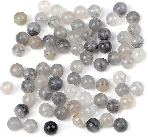 Miniatura 173 de Bymitel - 140 cuentas de cristal natural, piedras preciosas redondas energéticas y curativas sueltas con cordón elástico para hacer joyas, pulseras