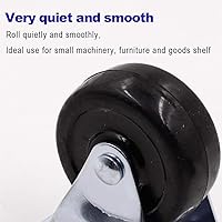 Vista 4 de Luomorgo 4Pcs Casters Heavy Duty 2 inch Rubber Black Caster Wheels with Rigid Fixed Non-Swivel Top Plate for Furniture