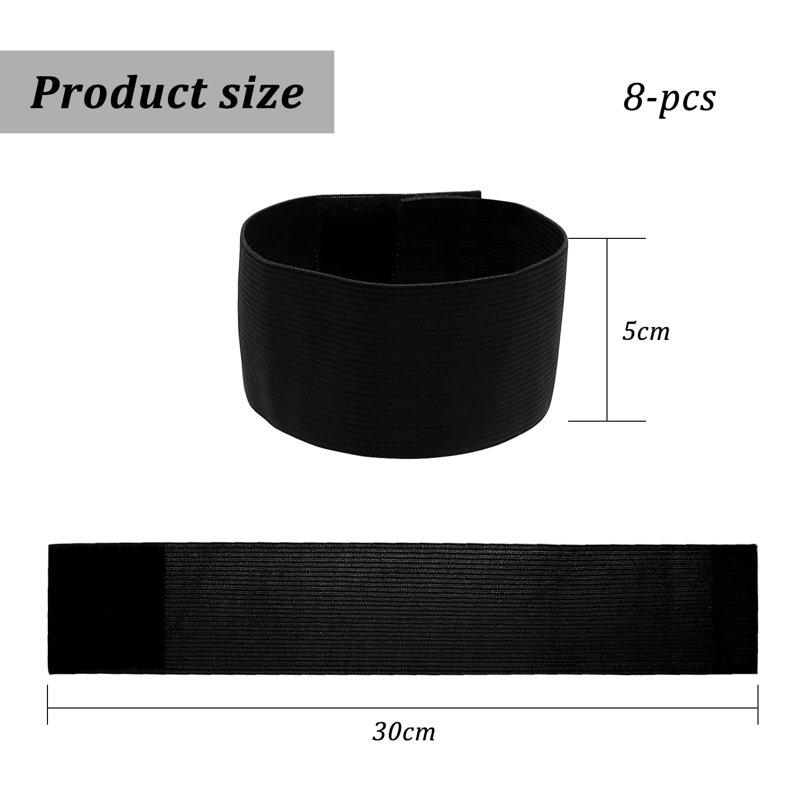 CATELL 8 Pezzi Nero Elastico Braccio Fascia da Braccio Elastica Fascia da Lutto per II Ghiaccio e La Neve, Tiro a Segno,Corsa, Calcio, Basket, Funerali, Lutto, Icordo