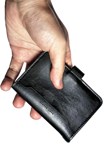 Miniatura 3 de PUNCUBE Cartera minimalista con soporte para llaves y soporte para teléfono, cartera de bloqueo RFID para hombres y mujeres, Negro -, Minimalista