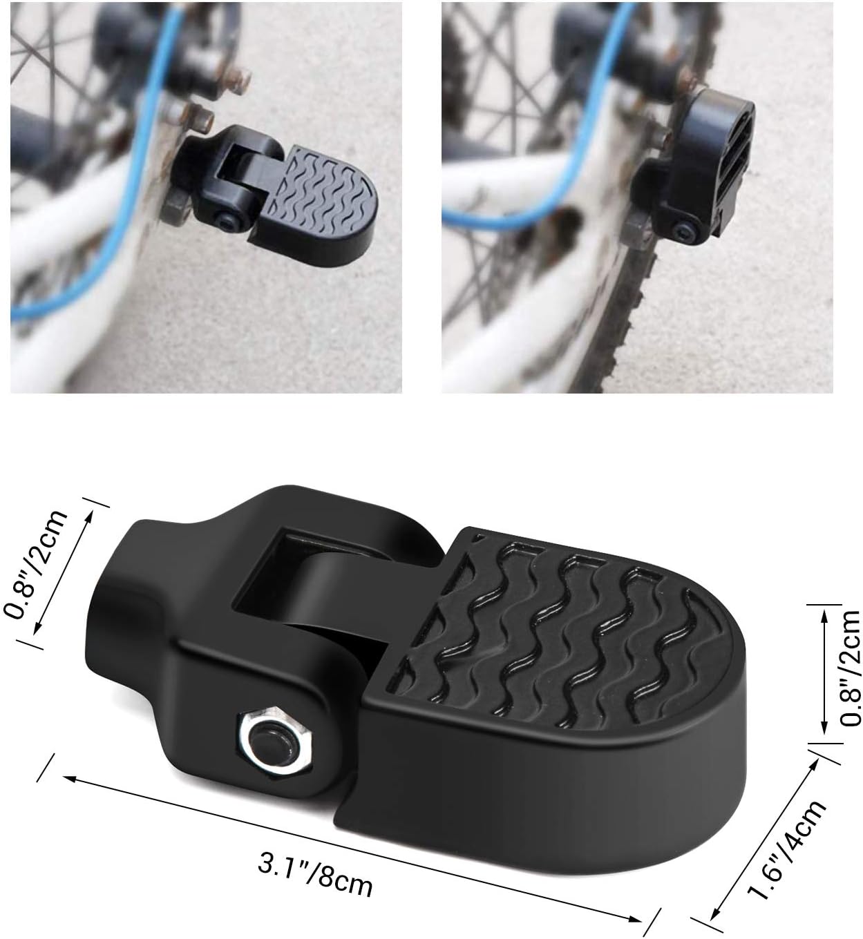 1 Pair Mini Bike Rear Pedals, 6MM Bolt Non-Slip Bicycle Footrests | Compact & Folding Bike Pegs | Aluminium Alloy Rustproof | Foot Plates Pedals for Folding Mountain Bikes & Commuting