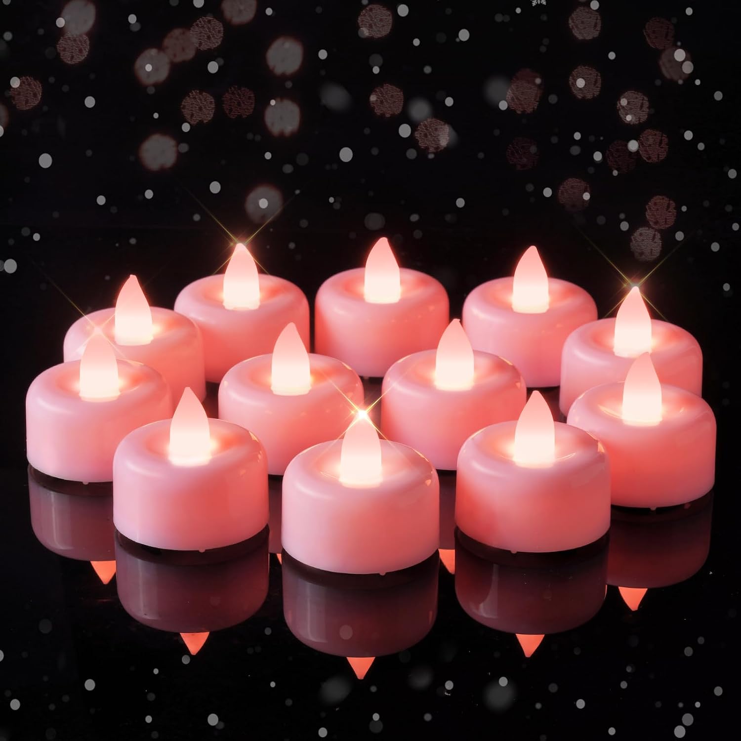 Amagic 24Pack Pink Flameless LED Tea Lights Candles Battery Operated
