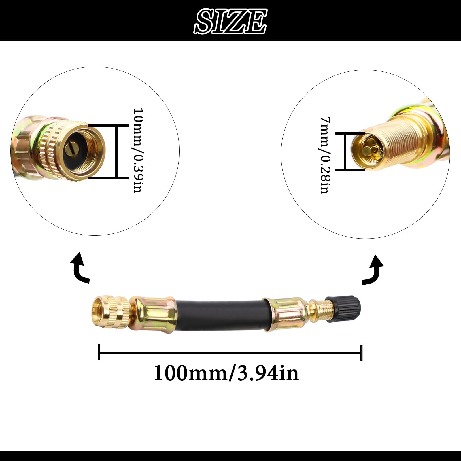 UGBO Przedłużacz zaworu elastyczny gumowy trzonek przedłużacz 100 mm adapter do motocykla samochodowego