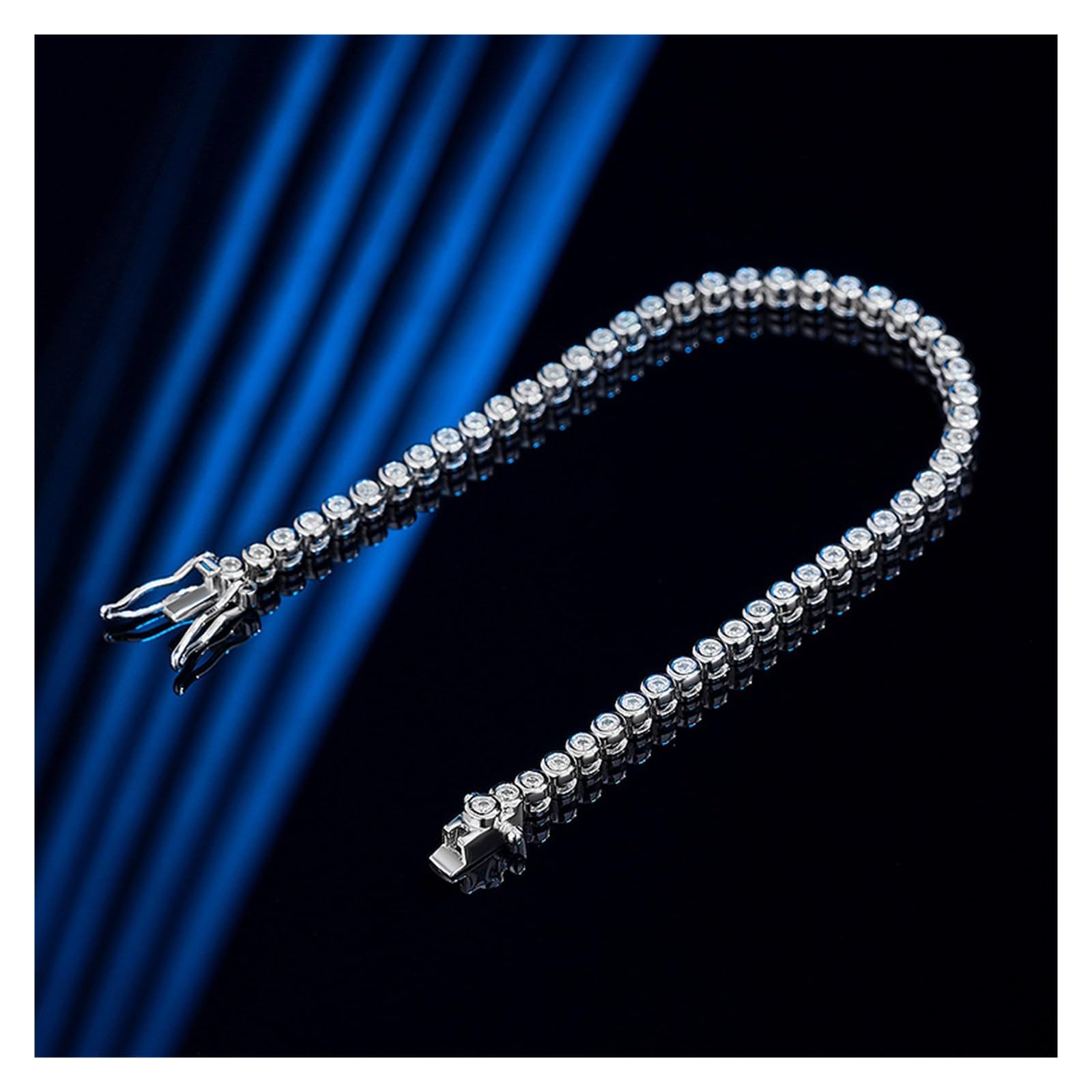 YDYDTTKD 2Mm Tenniskettenarmband Damen 14-20Cm D Vvs Diamant-Gliederarmband 925 Sterling Silber Armreif Damen,2mm-17CM_Platiniert