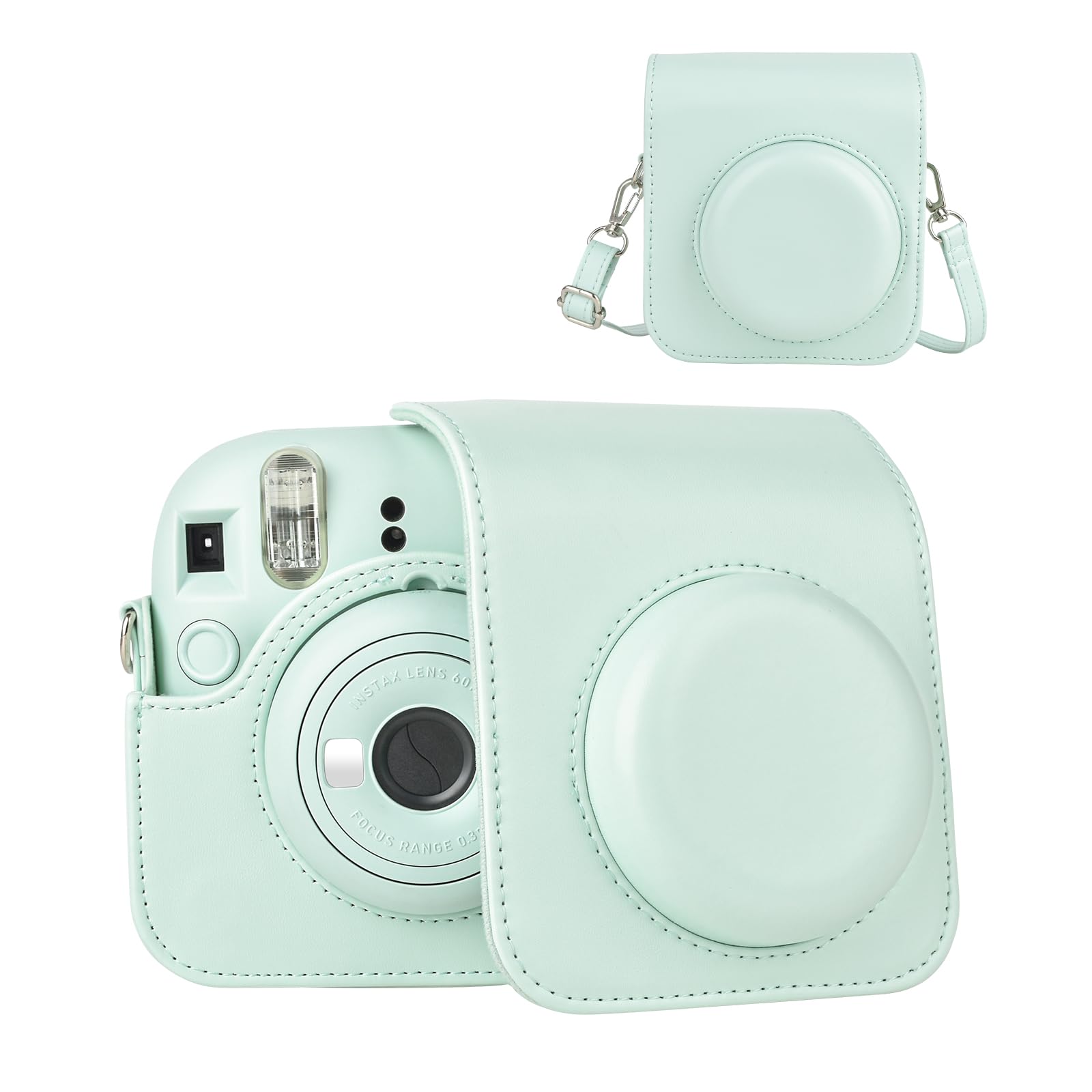 Custodia Fuji Instax Mini 12 - Cover Protettiva In PU Con Tracolla Verde Menta - Foto 12