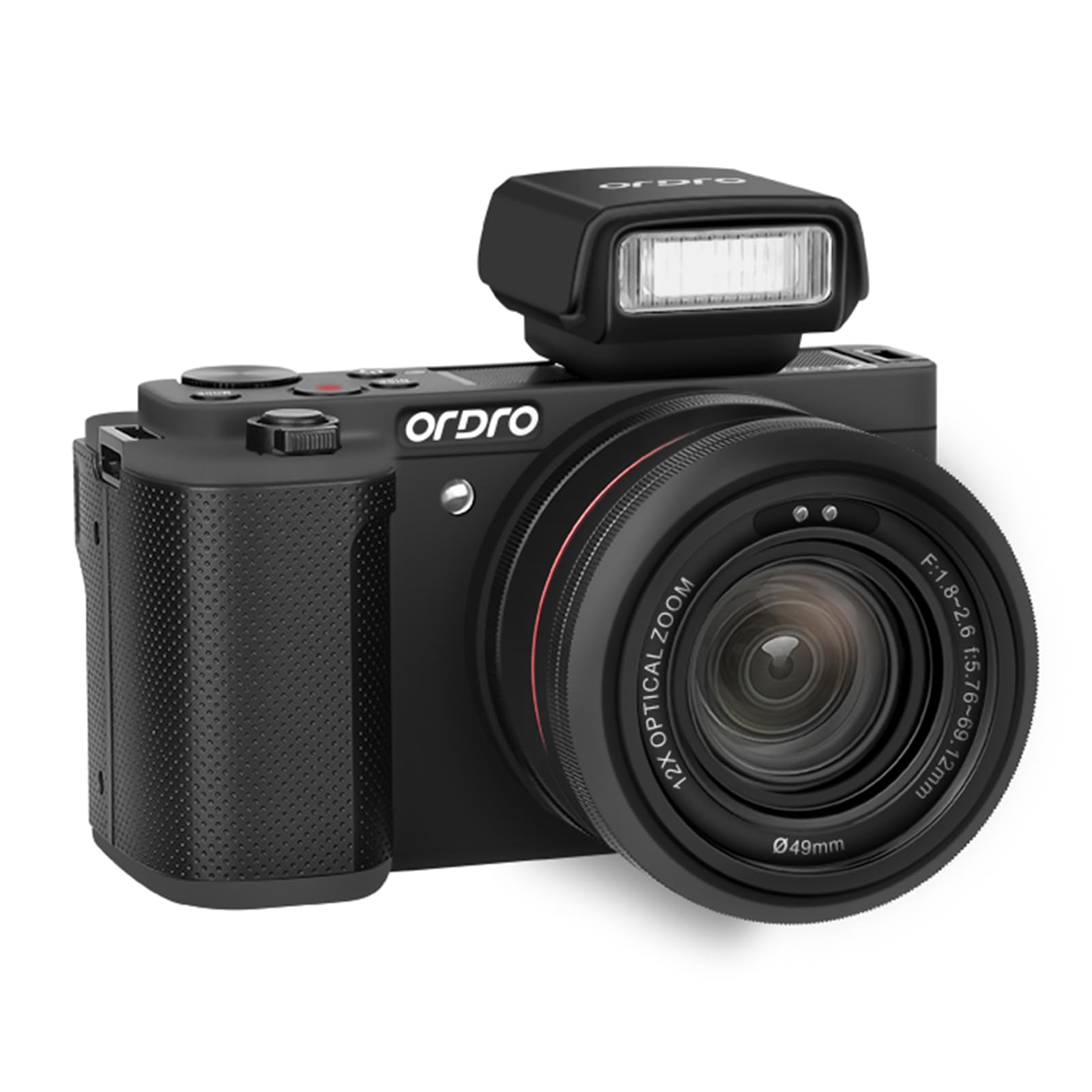 ORDRO FL-10 - Mini flash Speedlite per fotocamere Fuji/Sony/Nikon/Canon, mini flash portatile per fotocamere DSLR (nero)