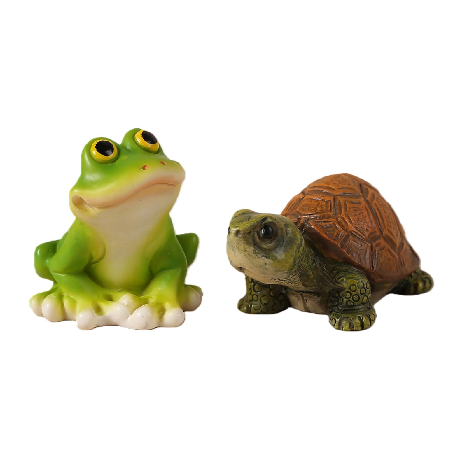 Glifora Mini Resin Frog and Turtle Statues - Micro Landscape Animal Ornaments, Small Animal Figurines for Succulents Pots, Moss Tanks and Tabletop Gardening Decor