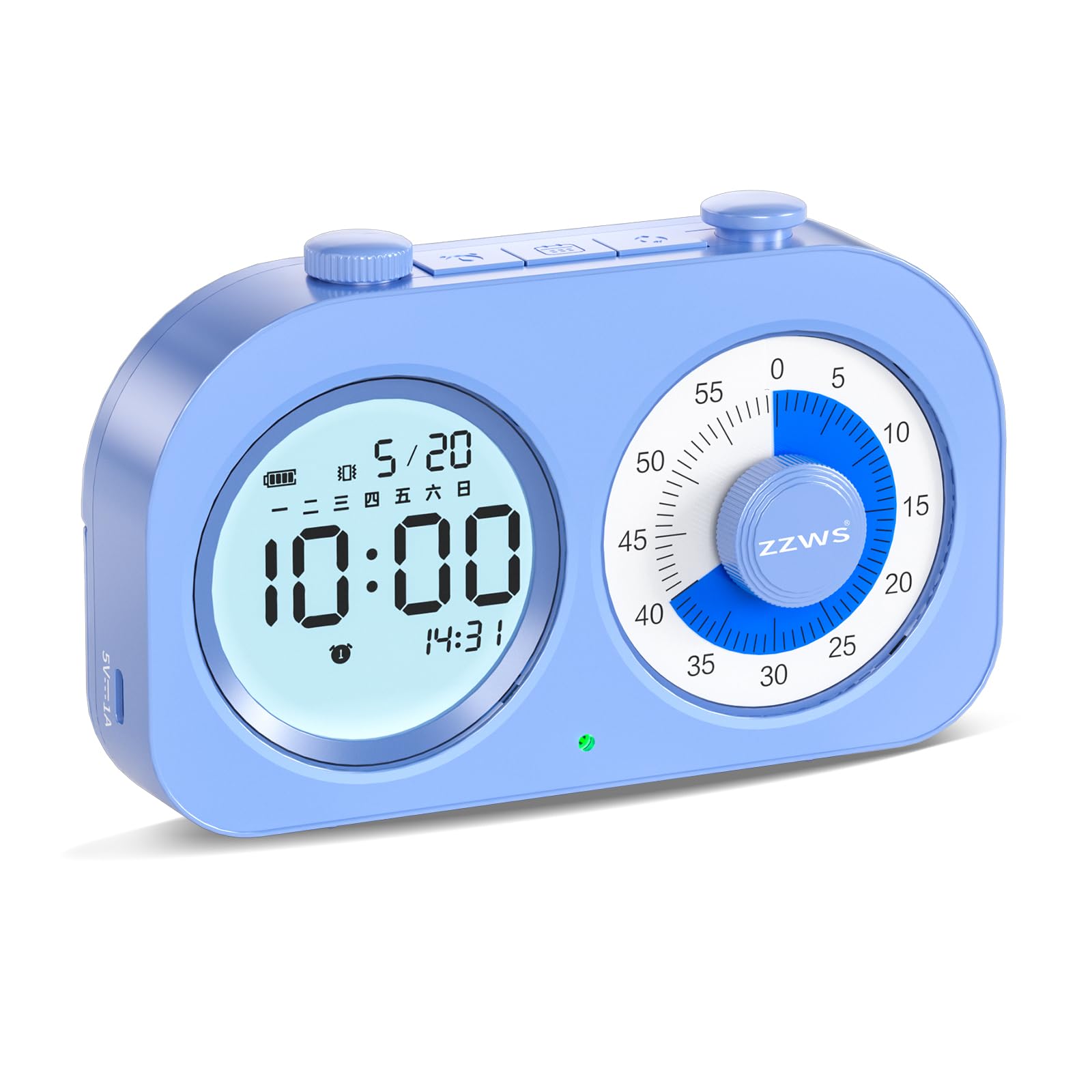 Buy ZZWS Visual Timer for Kids Double Screen 2 in 1 Classroom Timer 3 ...