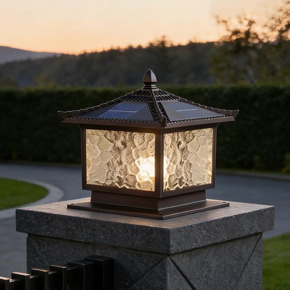 Lampy solarne z pilotem zdalnego sterowania, wodoodporna podstawa LED do montażu na molo do ogrodu, bramy podwórka, kamienne lampy kolumnowe, lampy słupkowe na werandę