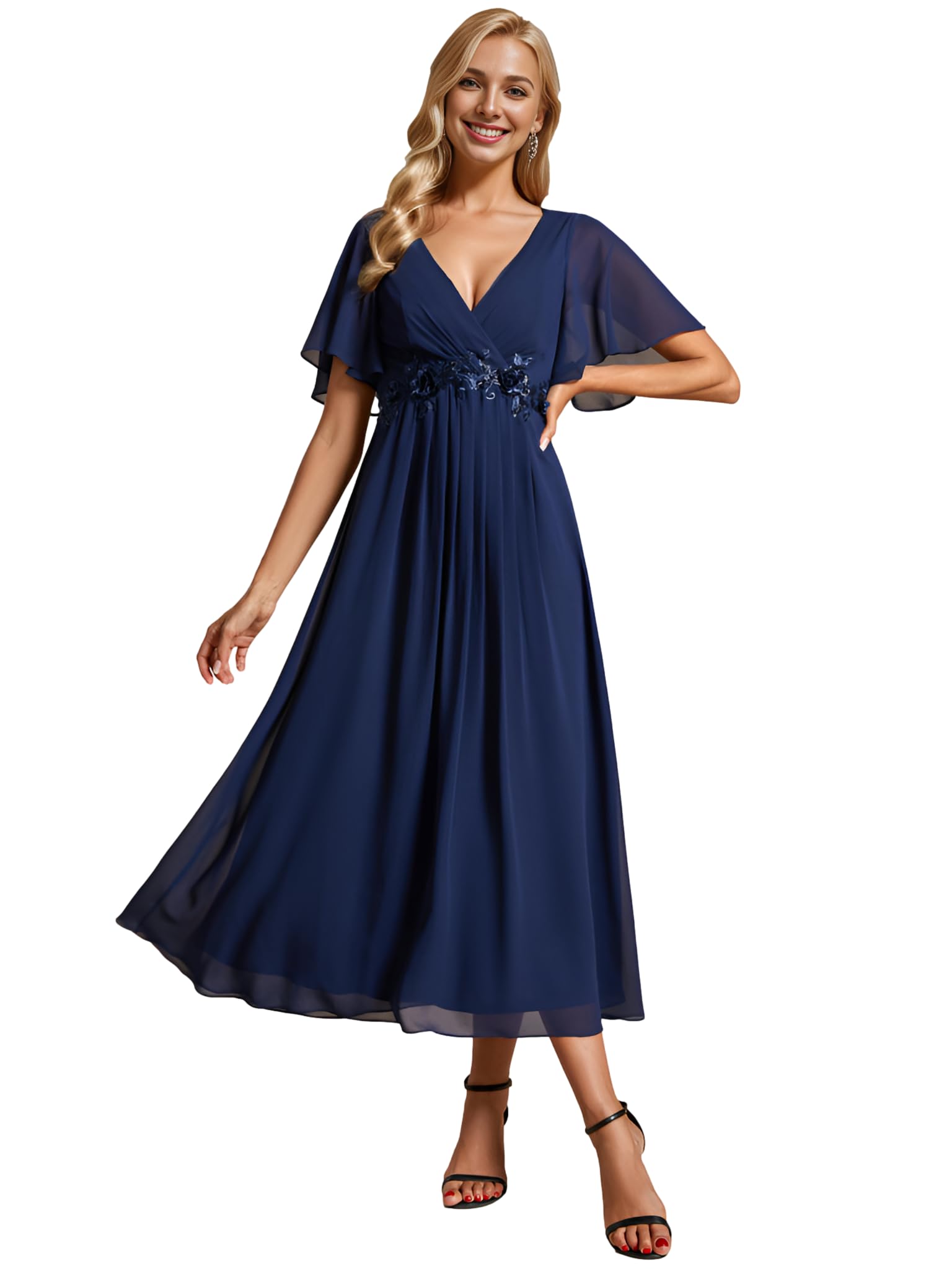 Ever-Pretty Abendkleider Damen Elegant für Hochzeit Knöchellang Hochzeitsgäste Kleid Cocktailkleid Festliche Kleider EG02093