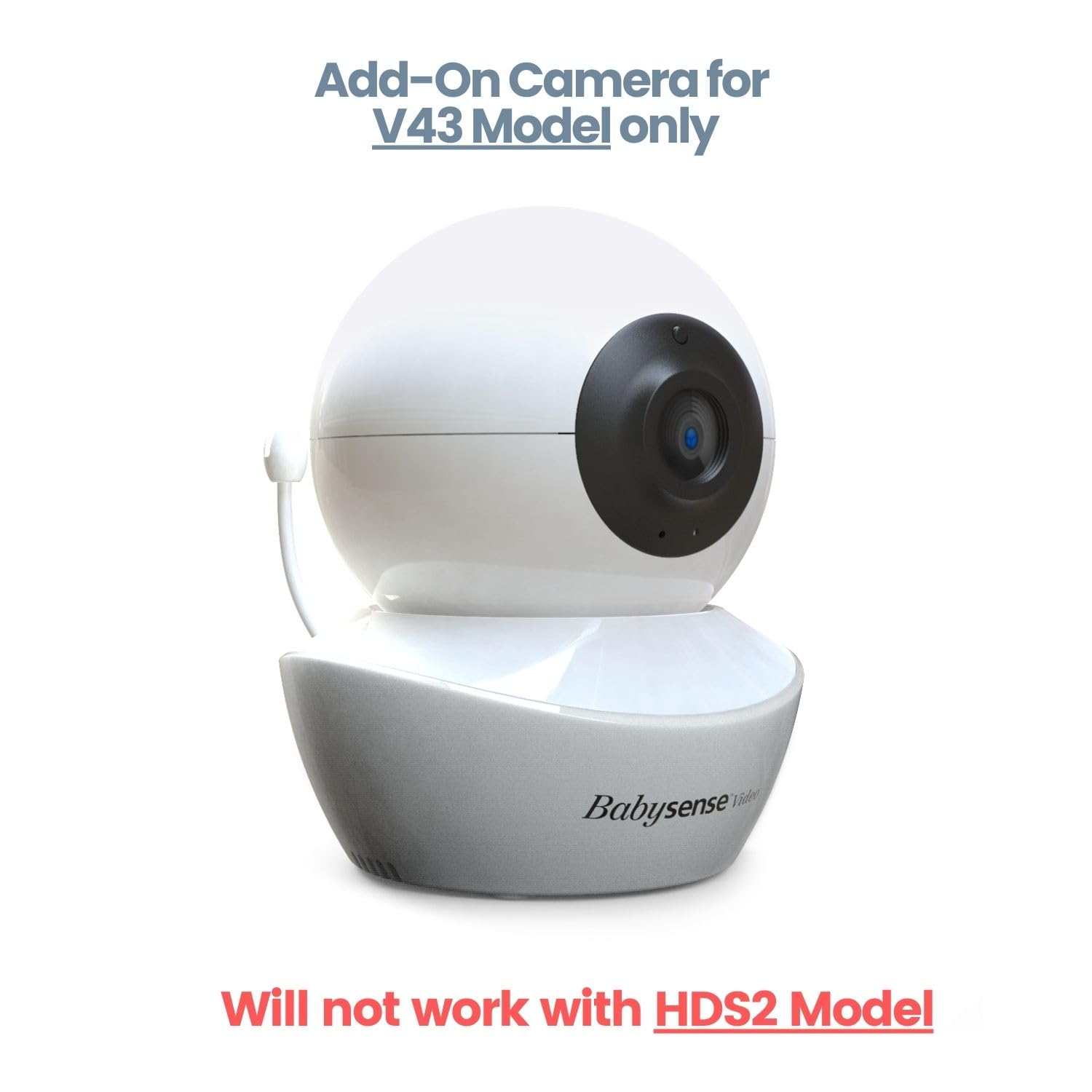 Babysense Cámara Adicional para Monitor de Video para bebés V43, Zoom de inclinación panorámica Horizontal, luz Nocturna Ajustable, Audio bidireccional, visión Nocturna, Canciones de Cuna
