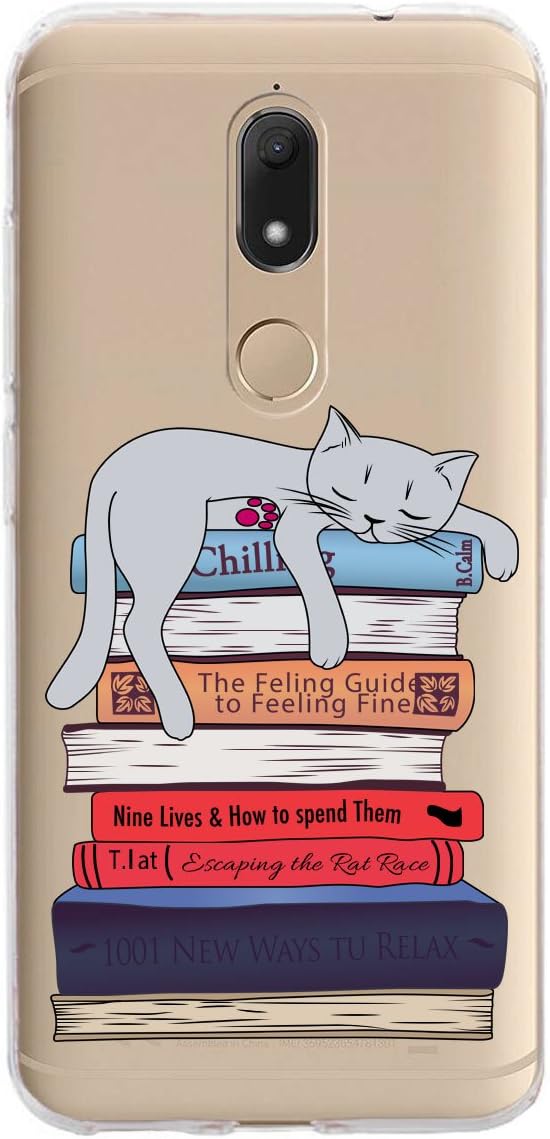 Case for Wiko View Prime, IJIA Transparent Cat and Book Clear TPU Soft Silicone Protection Bumper Fashion Skin Back Shell Case Cover for Wiko View Prime (5.7")