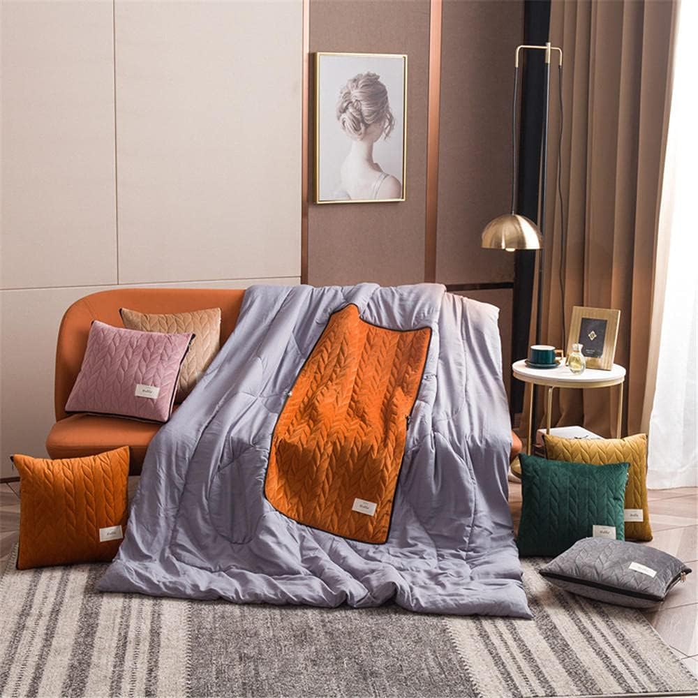 Manta De Viaje Almohada 2 En 1 Manta De Avión Cálida Colcha para Descansar En El Coche Oficina Hogar Dormir Siesta Manta De Viaje, Green, 40X40CM/105X155CM
