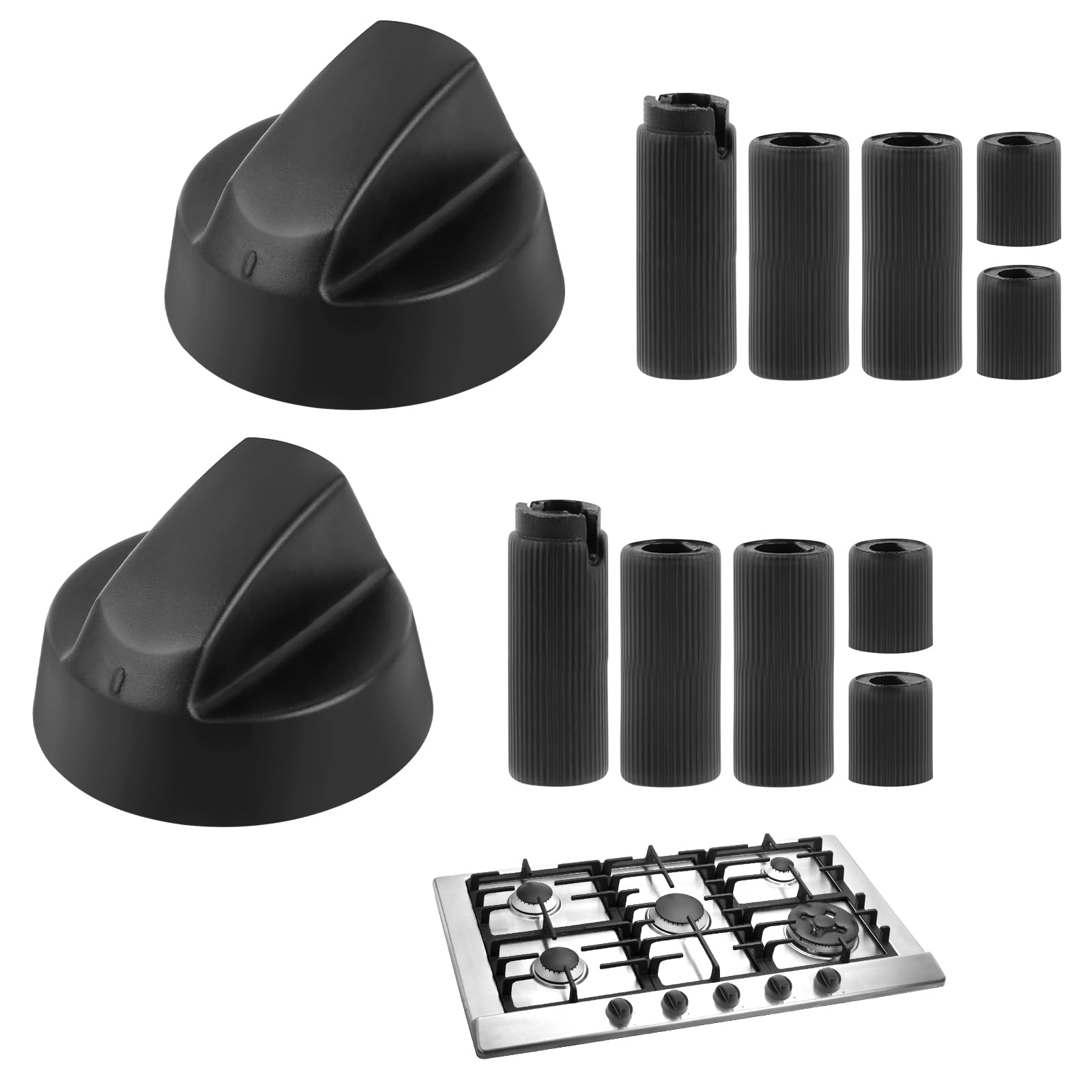 Manopole Fornello Kit 4 Manopole Universali Per Piano Cottura - Colore Grigio, Con Raccordi Vari, Installazione Indipendente Pomelli Cottura 4 Pezzi Grigio - Foto 9