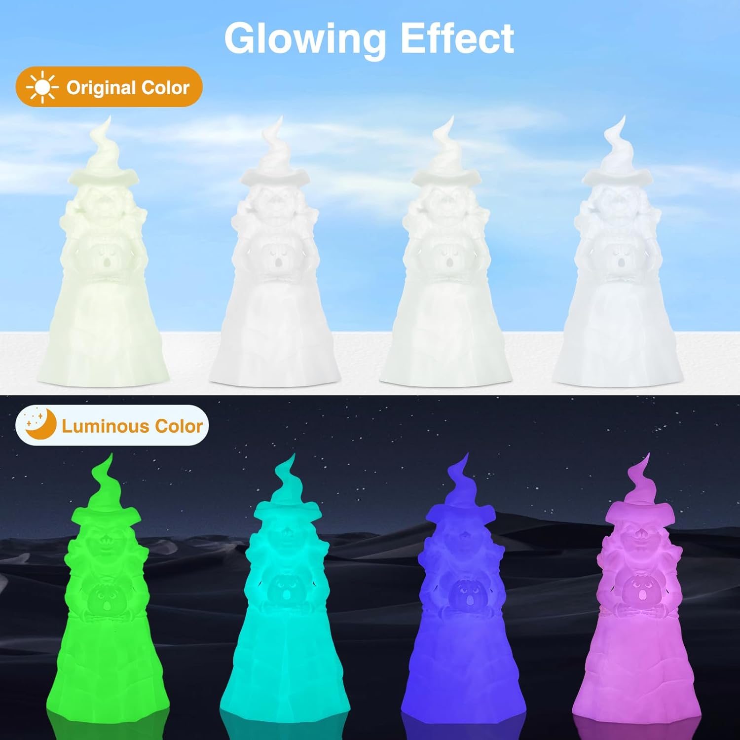 Amoy Glow in The Dark PLA Filament 1.75mm, 6 Colors Glow PLA Filament Bundle, 250g×6 Pack Glow Green/Teal/Purple/Rose Red/Blue-Green/Rainbow 3D Printer Filament, Multicolor Pack 3D Printing Material