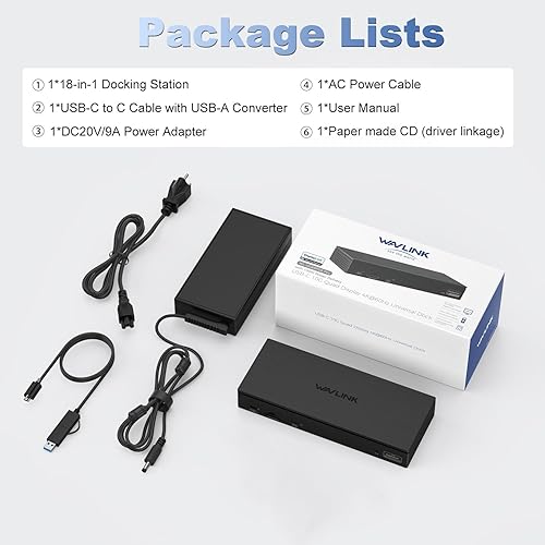 Vista 25 de Replicador de puertos USB 3.0 Wavlink para computadora portátil, visualización de pantalla con monitor dual DVI, HDMI, VGA, Gigabit Ethernet, audio