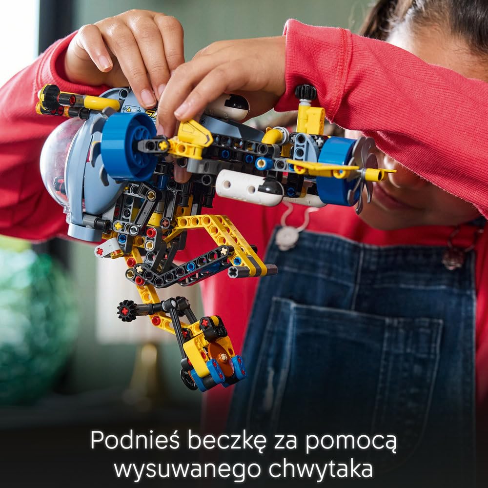 LEGO Technic Badawcza Łódź Podwodna, Konstrukcyjna Zabawka dla Dziecka do Zbudowania, Model Pojazdu z Otwieranym Kokpitem, Kreatywny Prezent dla 9-latka, dla Chłopca i Dziewczynki, Fana Nauki, 42201