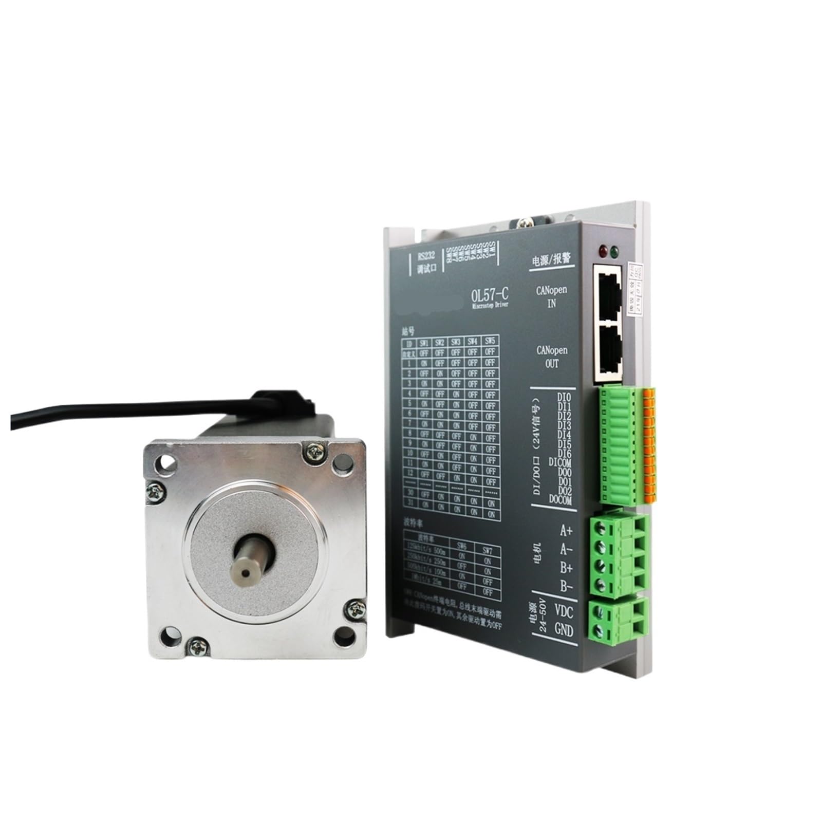 EKFBQBGW 3A DC24V～50V 2 Phase Nema24 Stepper electronic starter Controller Kit 1.6/2.1/2.5/3.1/3.5/3.8N.m Open Loop Stepper electronic starter Drivers Kit(Nema24 2.1Nm Kit)