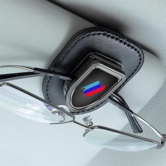 car Sunglass Holder Compatible with BMW 1 2 3 4 5 Series X1 X3 X5 X6 X7 Series M2 M3 M4 M5 M6 Series E90 E91alloy Leather Sun Glasses Eyeglass Hanger with car Logo car Accessories Interior