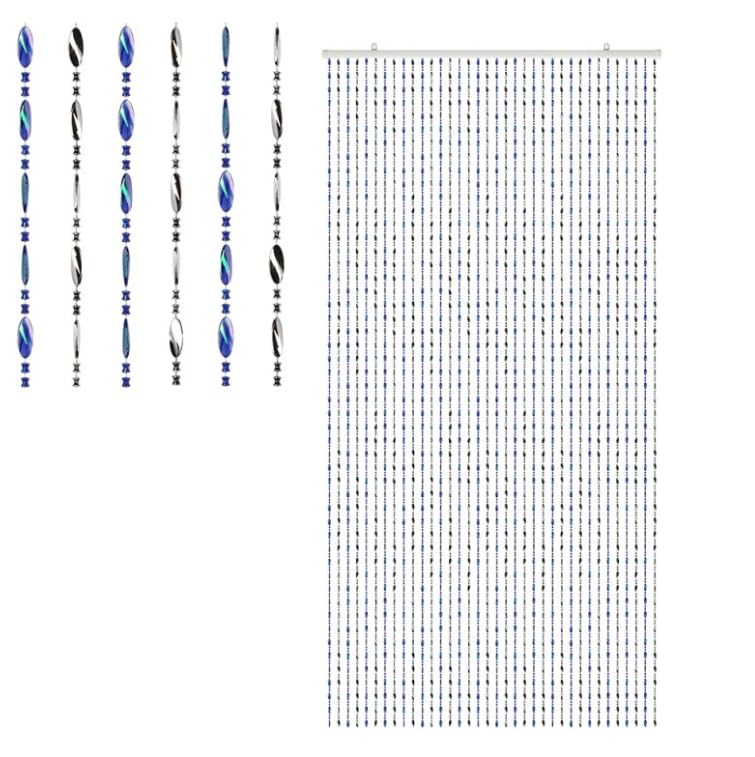 Acrylic Beaded Door Curtain Hanging FLy Screen Summer Blind (Blue Silver Beaded Door Curtain)