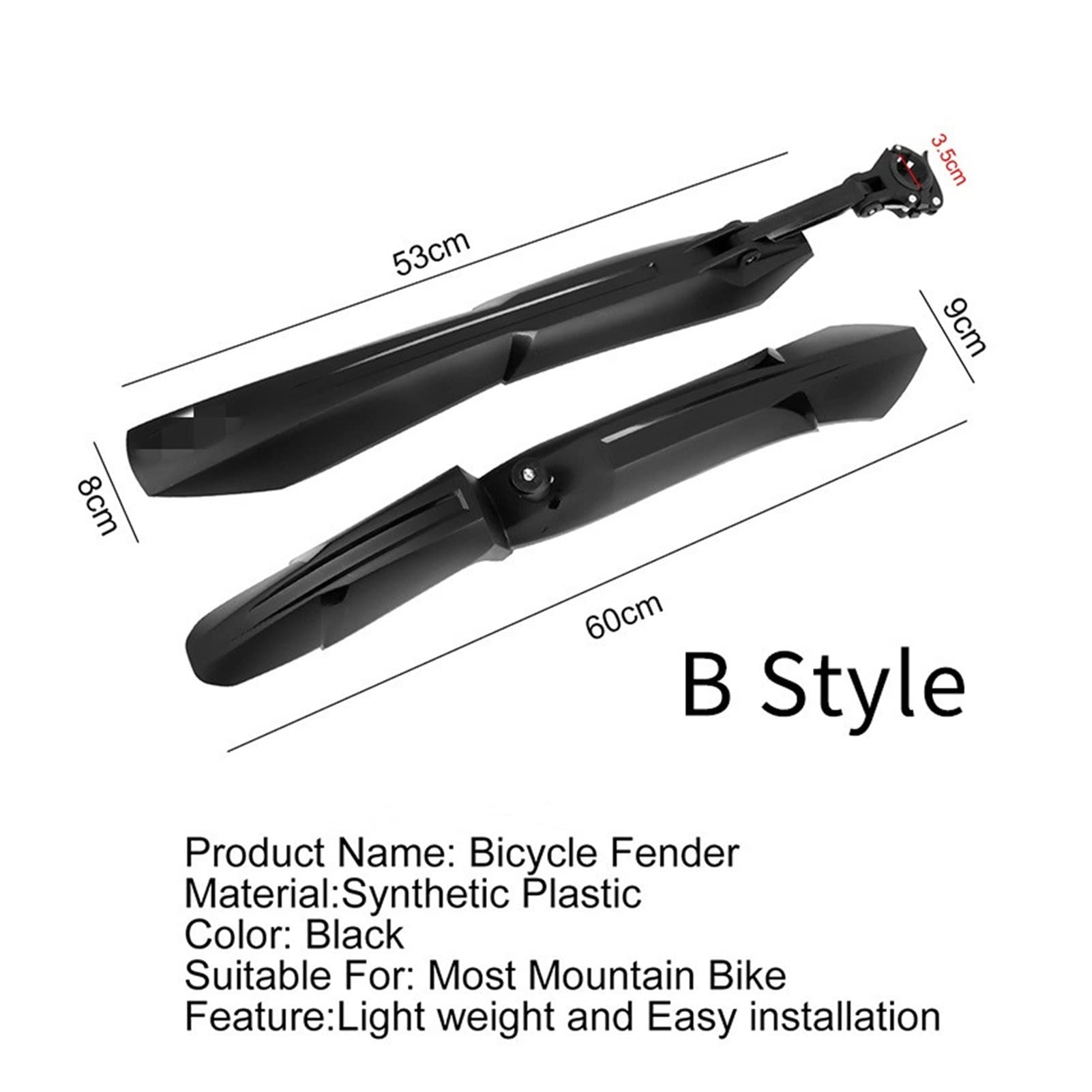 Juego de guardabarros para bicicleta, guardabarros, bicicleta de montaña ajustable portátil delantera y trasera, guardabarros para bicicleta, guardabarros delantero y trasero compatible con guardaba