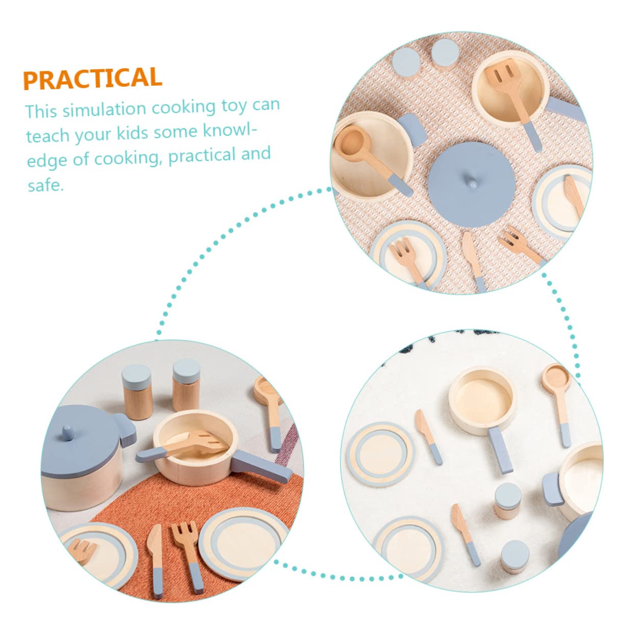 ERINGOGO Cocina de Juguete Infantil de Madera Utensilios Simulados para Juguete Educativo para Desarrollo y Juego Casa