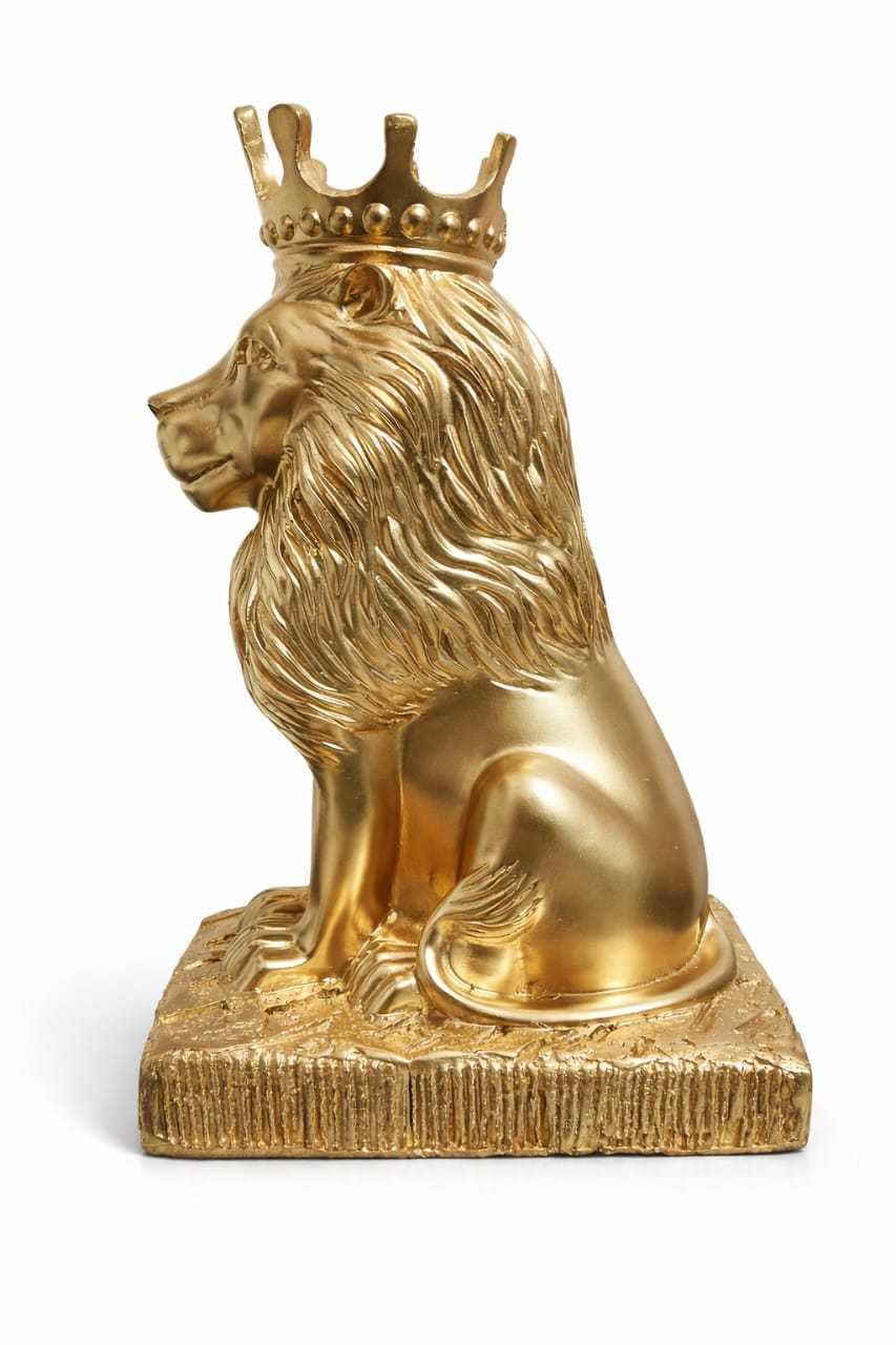 Royal Crown Lion Showpiece for Home Decor | Golden King Lion Statue Polyresin Figurine | Luxury Lion Sculpture for Living Room, Office Desk & Shelf Decoration-image-27