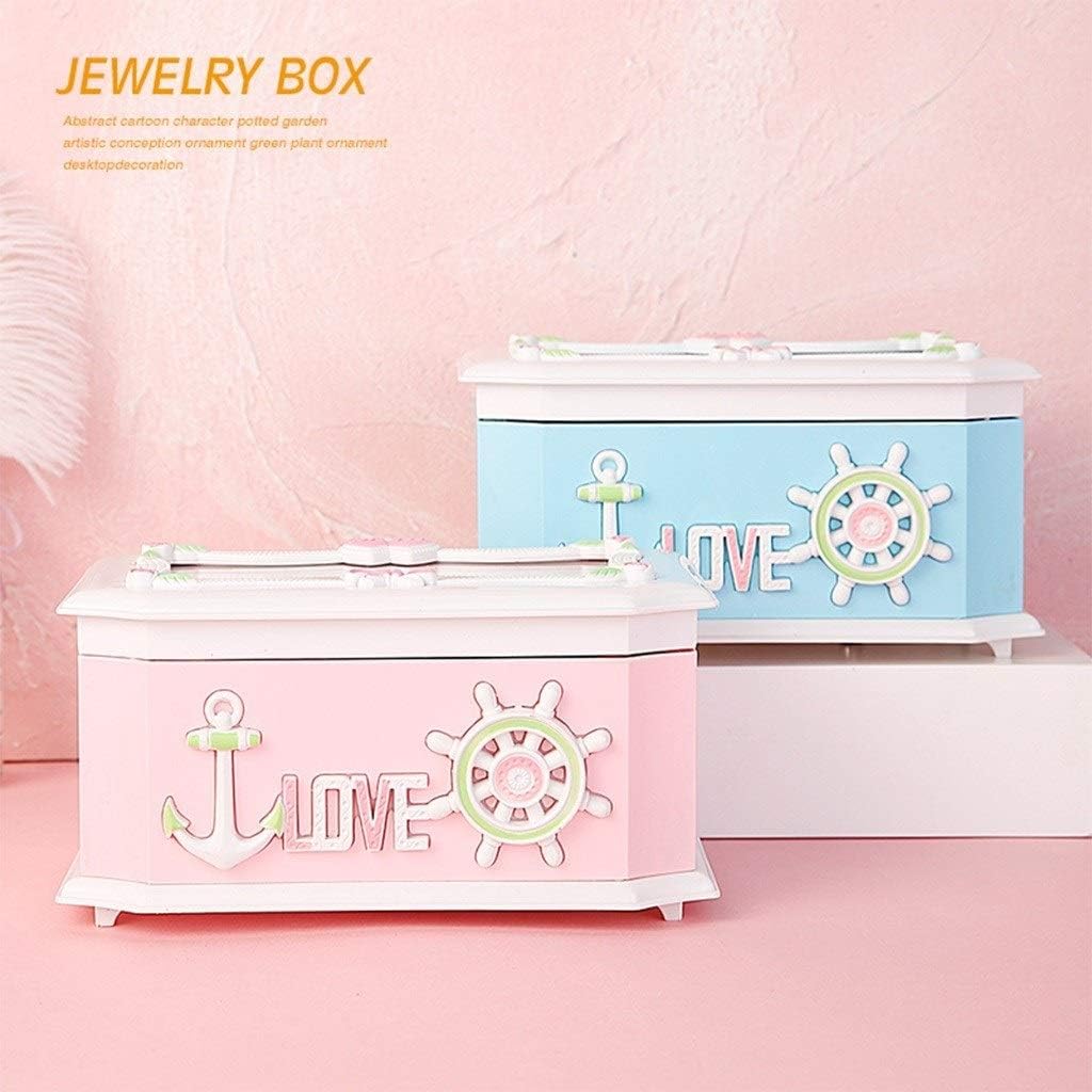 Music Box Musical Jewelry Storage Box with Twirling Dancer,Creative Music Box with Mirror,Kids Jewelry Box for Girls,Pink/Blue Octave Music Box(Blue)