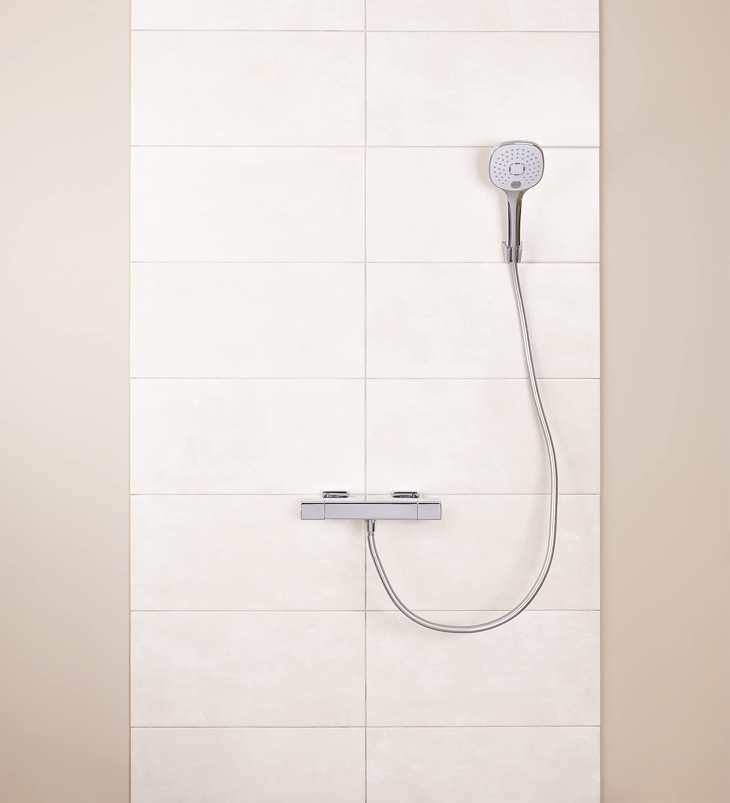 Grifo de ducha termostático CUARTO | cuerpo frío | diseño cuadrado | instalación mural | salida para teleducha M1/2" | acabado cromado brillante | EUROSANIT