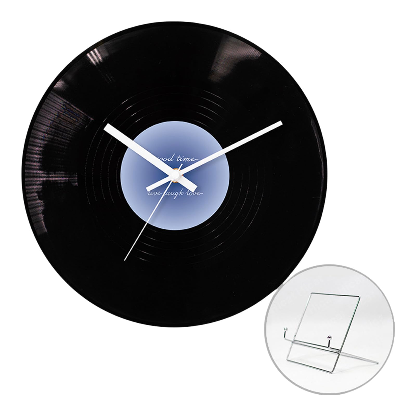 Kalttoy A Sunset Record Shape Clock Modern Designing With Metal Display Stand High-Grade Ornament Vintaged Clock 12Inch Unique Desk