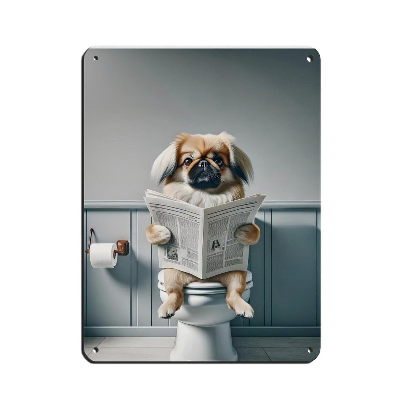 Lxwnze 30L X 40W Cm Pekingese, Funny Bathroom Decor Tin Sign Vintage Metal Pub Club Cafe Bar Home Wall Art Decoration Poster Retro 12X16inch(30X40cm)
