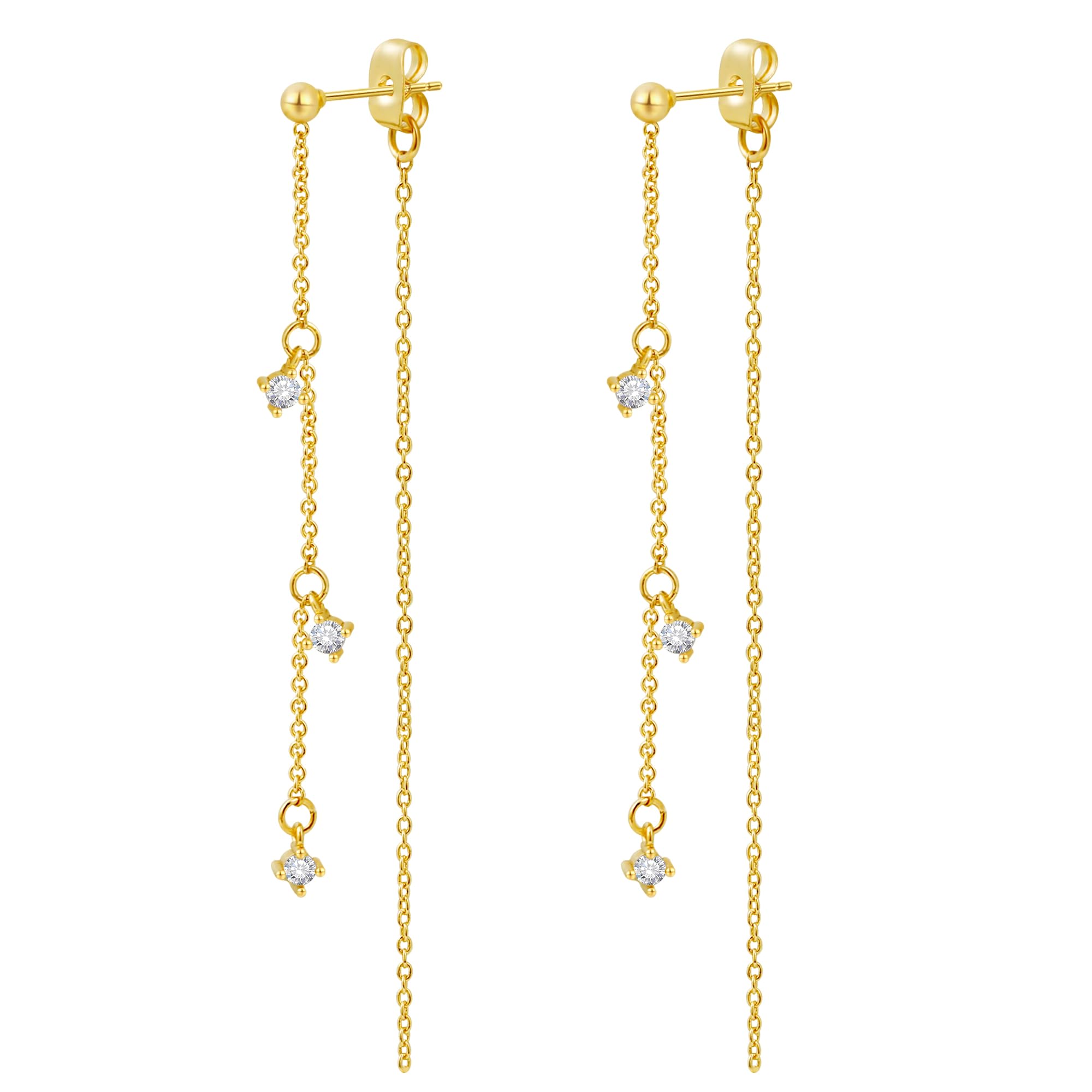 Gold Silver Earrings for Women, Bow Dangle Long Earring Rhinestone Ribbon Chain Stud Jewelry for Women Trendy, Bow Earrings Statement Dainty Earring as Wedding Bridesmaid Prom Formal Jewelry