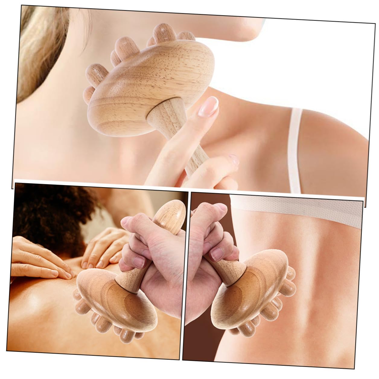 TOYANDONA Cepillo de Masaje para Cuero Cabelludo de Madera Beige, Resistente a Deformaciones y Roturas, 2 Piezas, Adecuado para Estimular y Relajar el Cabello