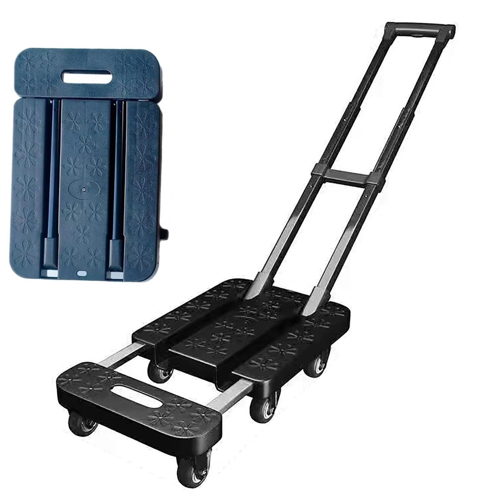 Carrello pieghevole con 6 ruote, capacità di carico di 99,8 kg, antiscivolo, manico retrattile, perfetto per trasportare alimenti e oggetti pesanti