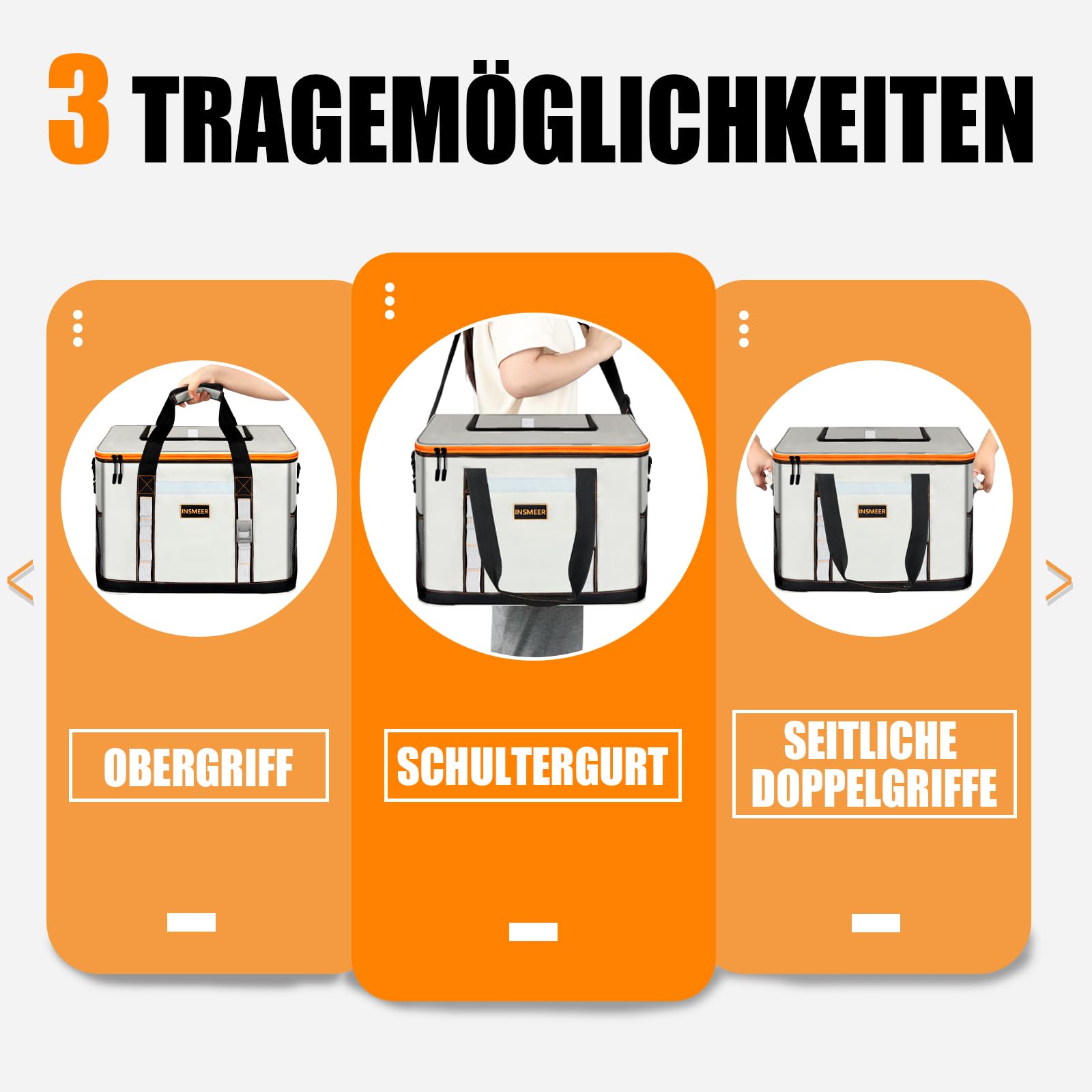 INSMEER Grote Koeltas 48 Liter - Opvouwbaar Met Opening - Houdt 65 Blikjes Koel - XXL Voor Picknick, Strand, Kamperen & Boodschappen